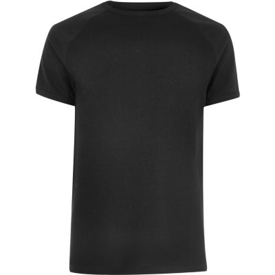 Black waffle raglan T-shirt